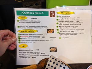 Menu 2 at Yasai Izakaya Genki in Tokyo