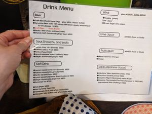Drinks menu at Yasai Izakaya Genki in Tokyo