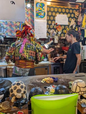 Potato salad being made at Yasai Izakaya Genki in Tokyo