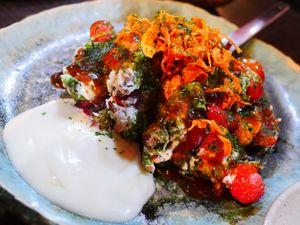 Strawberry okonomiyaki at Yasai Izakaya Genki in Tokyo
