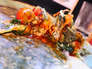 Strawberry okonomiyaki at Yasai Izakaya Genki in Tokyo