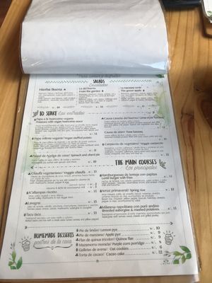 Menu at Hierba Buena in Pisac