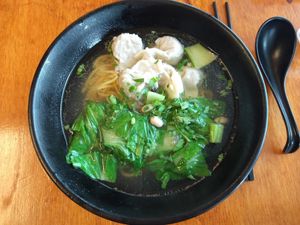 Wonton noodle soup (vegan version) at Little Beans Gourmet in Canning Vale