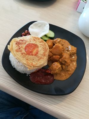 Nasi Lemak with "Chicken" Curry and Mock Egg at Little Beans Gourmet in Canning Vale