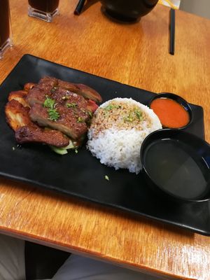 Rice with BBQ Mock Meat at Little Beans Gourmet in Canning Vale