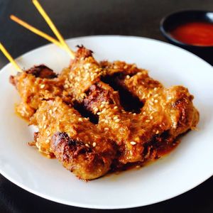 Satay skewers  at Little Beans Gourmet in Canning Vale