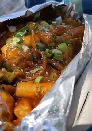 Spicy rice cakes  at Yong's Kal-Bi in Waimea