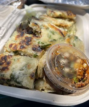 Vegan scallion pancake  at Yong's Kal-Bi in Waimea