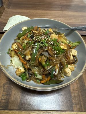 Jap chae with tofu  at Yong's Kal-Bi in Waimea