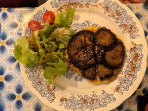 Appetizer: eggplant tartelette at La Cabane en Ville in Aix-en-provence