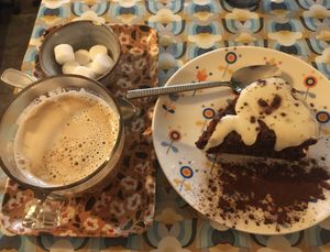 Carrot cake and coffee  at La Cabane en Ville in Aix-en-provence