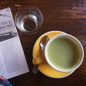 Matcha latte with coconut milk at Bean & Cole in Chester