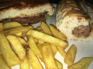 Split burger and hot dog at Sapori in Birkirkara