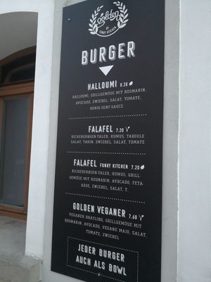 Burger card at The Golden in Ingolstadt