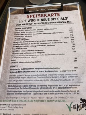 Menu   at V-Bandits in Ludwigsburg