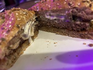 Impossible shroomin burger 10/10  at Bareburger -  W 57th in New York City