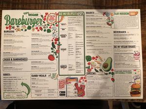 Vegan menu at Bareburger -  W 57th in New York City