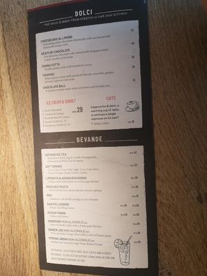 Menu at Vapiano - Emporia in Malmo