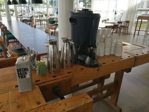 Oatly, coffee and tea. at Spoonery in Limhamn