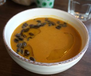 Sweet potato & chestnut Velouté at Lotus & Cactus in Paris