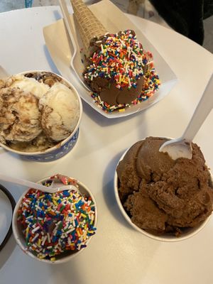 Chocolate ice cream and strawberry colada at Island Creamery in Chincoteague