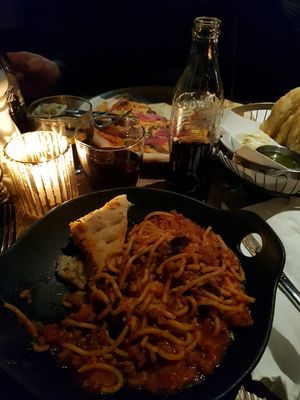 Vegan spaghetti at Café Cathedral in Oslo