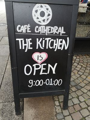 Outside at Café Cathedral in Oslo