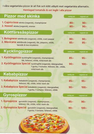 Vegan menu 1/3 at Pizzeria Kronborg in Malmo