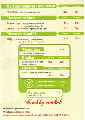 Vegan menu 2/3 at Pizzeria Kronborg in Malmo