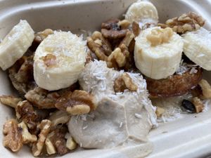 Banana Nut Waffle Toasts   at Bare Blends in Albany