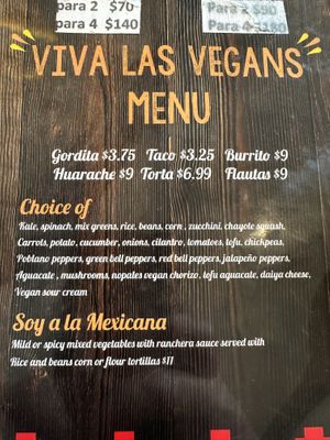 Vegan section   at Luna Mexicana in Joliet