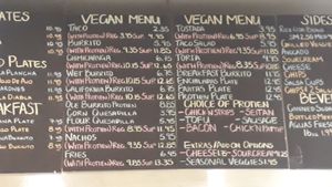 Vegan portion of the menu at Ole Ole Burrito Express in Oakland