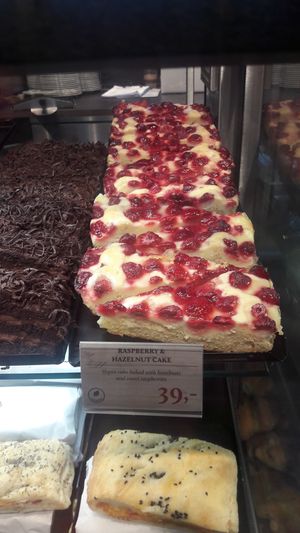 Raspberry hazelnut cake at Espresso House - Östra Förstadsgatan in Malmo