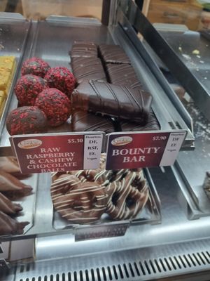 Vegan cabinet options at Ten O'Clock Cookie Company in Masterton