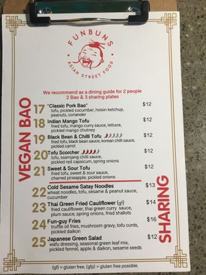 Menu  at Funbuns in Hastings