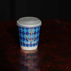 Coffee cup made from vegware, 100% compostable at The Ark in Northampton