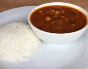 Chickpea curry and rice at The Ark in Northampton