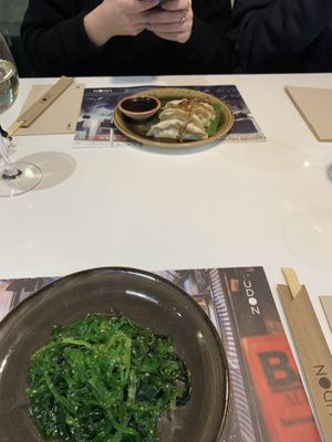 wakame salad and vegan gyoza de verduras   at UDON - Chueca in Madrid
