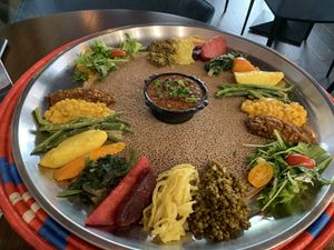 Vegan plate for 2 at Abyssinia in Strasbourg