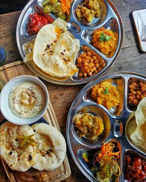 Indian Thali & Houmous with Pitta (vegan) at The Stanley in Norwich