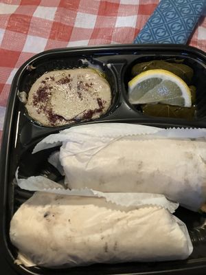 Falafel platter w grape leaves & baba!   at Olive Tree in Milford