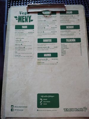 They have a special vegan menu at Taco Bar - Sveavägen in Stockholm