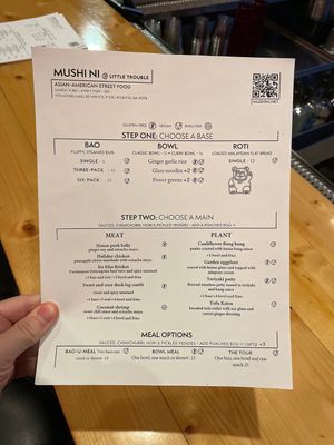 Menu with vegan options on right! 11/22/2022  at Mushi Ni in Atlanta