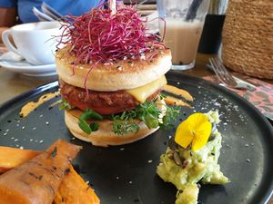 Protein stack burger at Mr. Stacks in Amsterdam