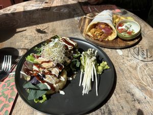 Texan BBQ Chicken Stack & Plant based gyros stack  at Mr. Stacks in Amsterdam