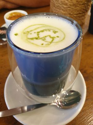 Matcha latte at Mr. Stacks in Amsterdam