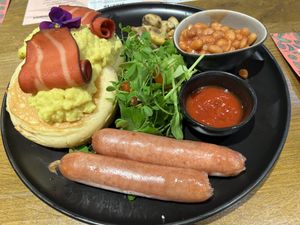 English Breakfast (the eggs are inedibly salty)  at Mr. Stacks in Amsterdam