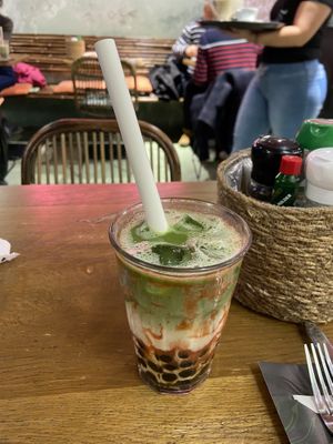 Ceremonial strawberry matcha: mildly sweet and nice at Mr. Stacks in Amsterdam