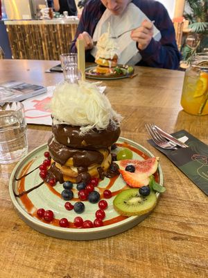 Vegan hazelnut choc pancakes  at Mr. Stacks in Amsterdam