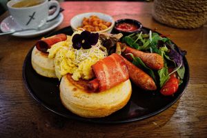 English breakfast pancakes  at Mr. Stacks in Amsterdam